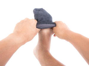 Putting on a sock