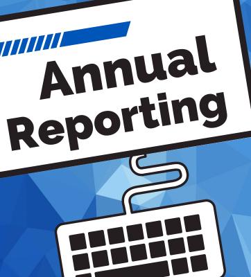 annual reporting with computer keyboard 