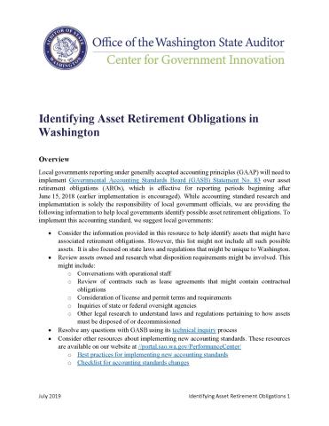 First page of new resource about identifying asset retirement obligations