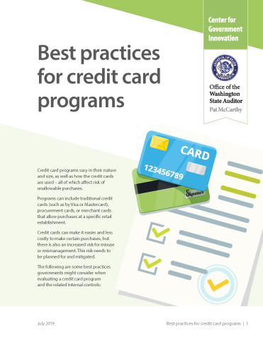 Cover of resource: "Best practices for credit card programs"