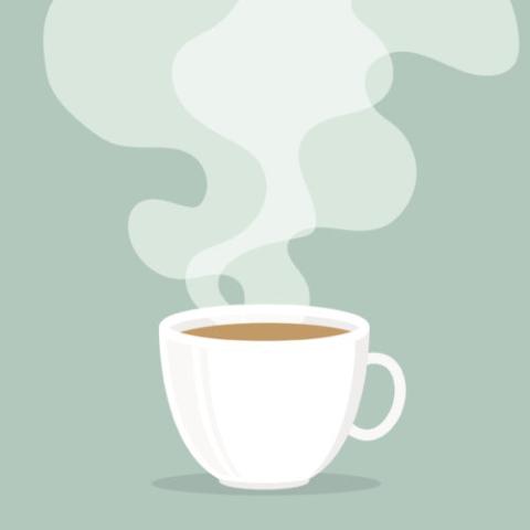 Coffee cup with smoke floating up