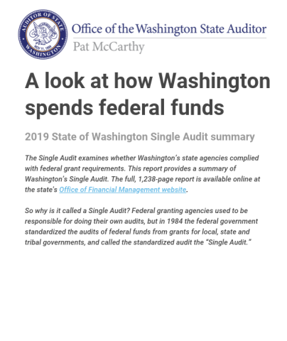 Cover of the 2019 State of Washington Single Audit