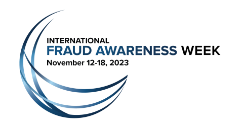 2023 logo for International Fraud Awareness Week. It says "International Fraud Awareness Week Nov. 12-18."