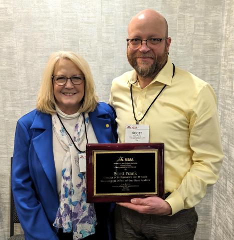 State Auditor Pat McCarthy with SAO's Scott Frank