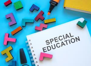A photograph of a school notebook labeled special education.