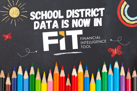 School chalkboard with message reading School District Data is now in FIT