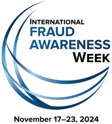 2024 logo for International Fraud Awareness Week. It says "International Fraud Awareness Week Nov. 13-17."