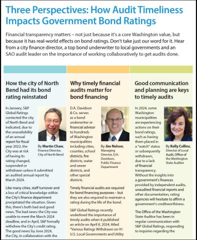 cover of pdf entitled Three Perspectives: How Audit Timeliness Impacts Government Bond Ratings