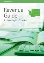 cover for Revenue Guide for Washington Counties (Nov. 2023) with notebook, pen, computer and small map of Washington state