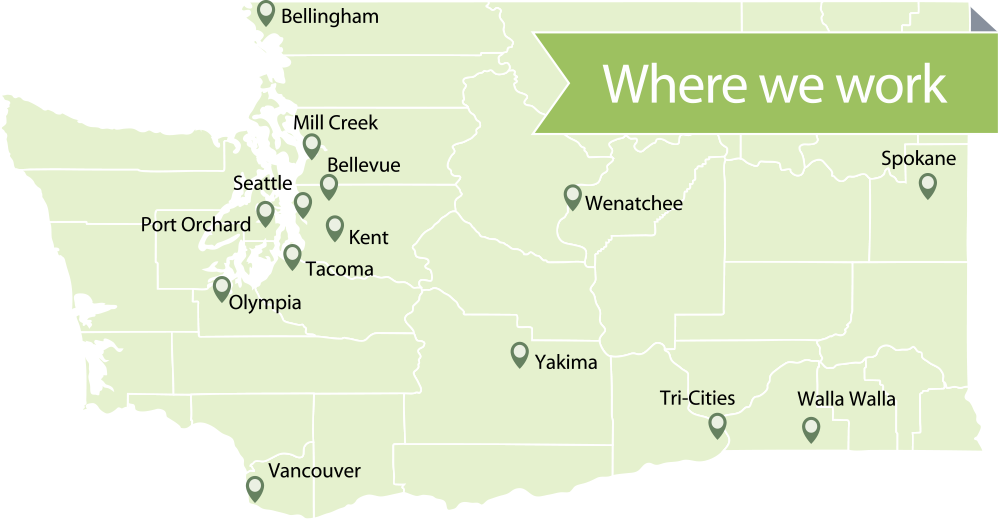 Washington state map indicating SAO office locations
