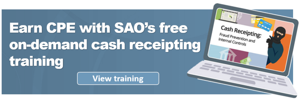 Earn CPE with SAO's free on-demand cash receipting training